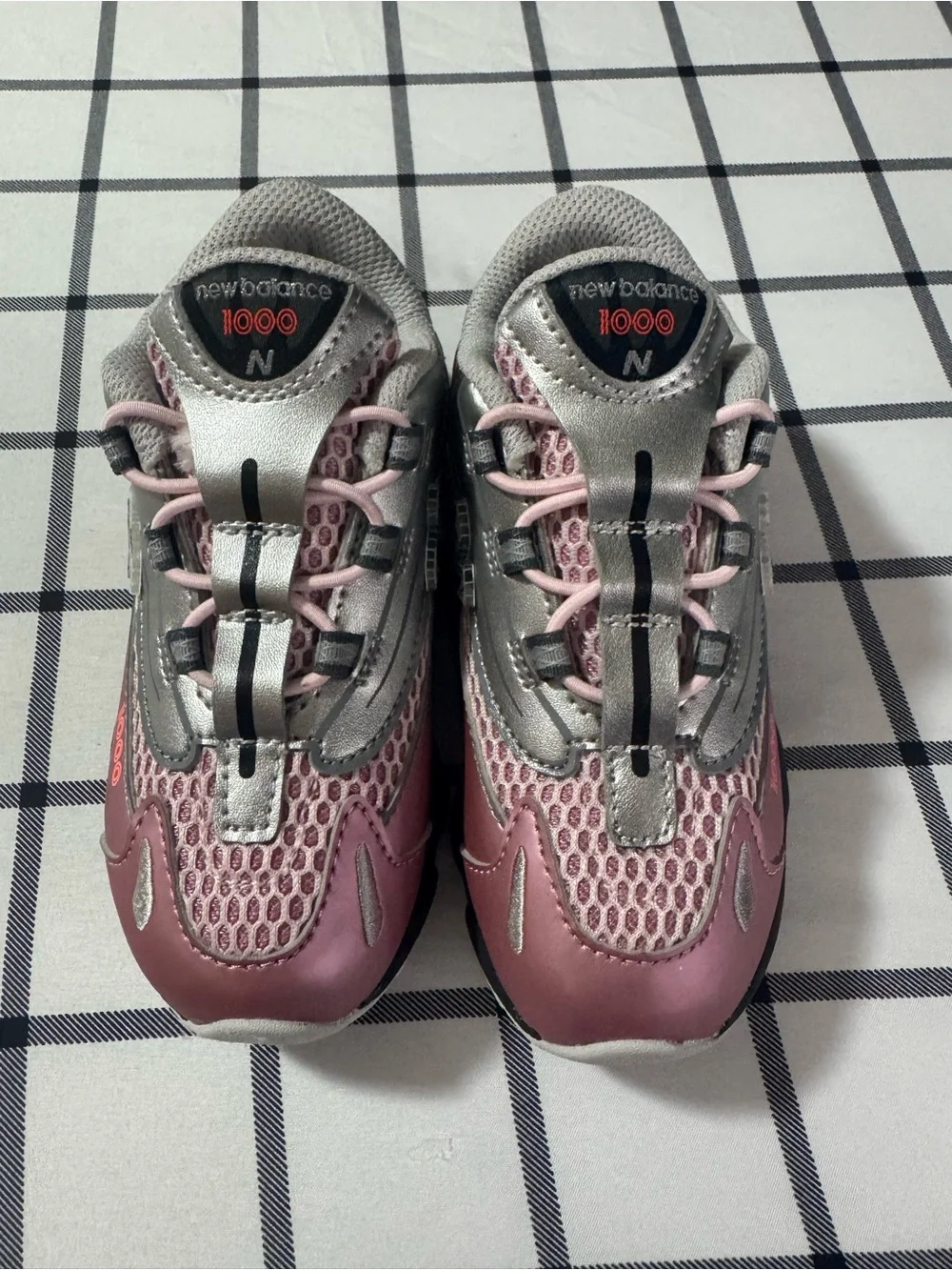 New Balance Kids Pink and Silver 1000 Sneakers